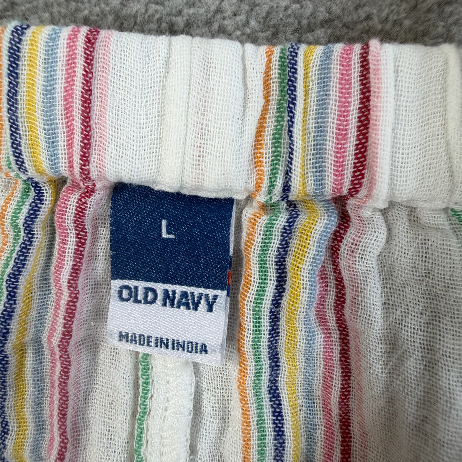 Old Navy Women’s Large White Multicolor Striped Tie Strap Gauze Tunic Tank Top