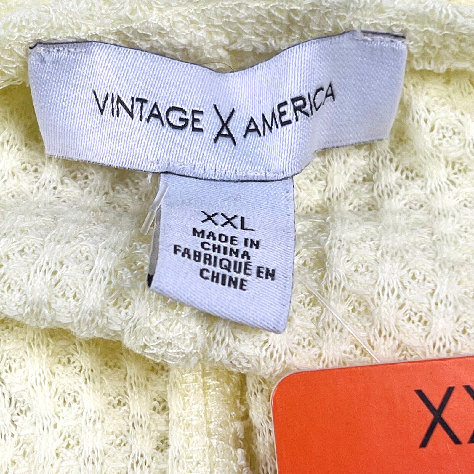 Vintage America Top Womens XXL Yellow Waffle Knit V Neck Long Sleeve Boho NWT