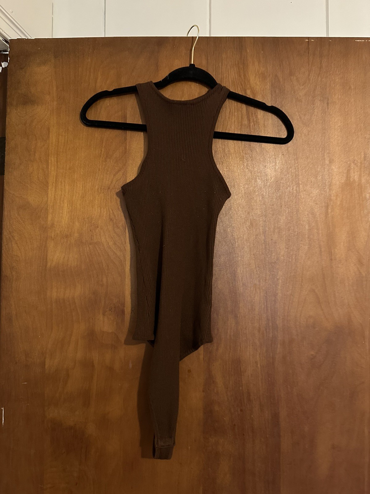 Missguided Soft Stretch Brown Ribbed Bodysuit