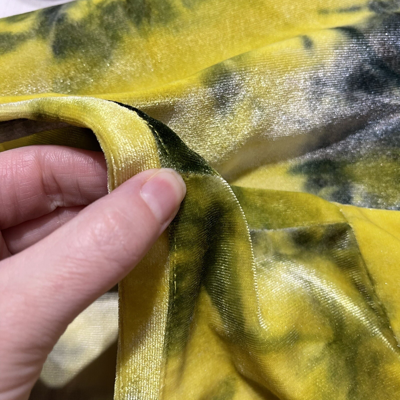 LOGO Lori Goldstein Womens Tie Dye Velour Tunic Top Sz 2X Yellow Boho Stretch