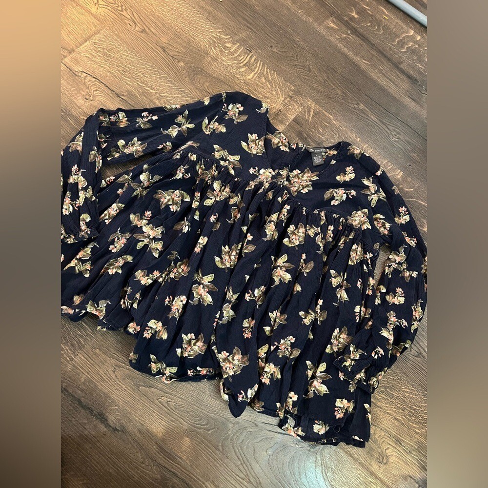 Floral Black Skirt Black & Pink by Chelsea & Theodore Large