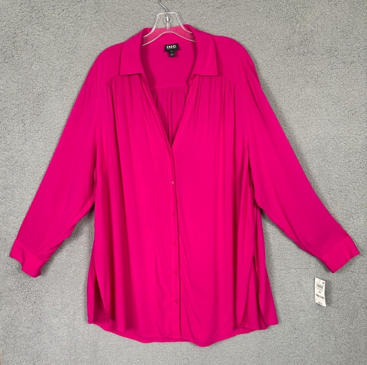 I.n.c. International Concepts Plus Size Side-Slit Top Pink Dragonfruit 3XL NWT’s