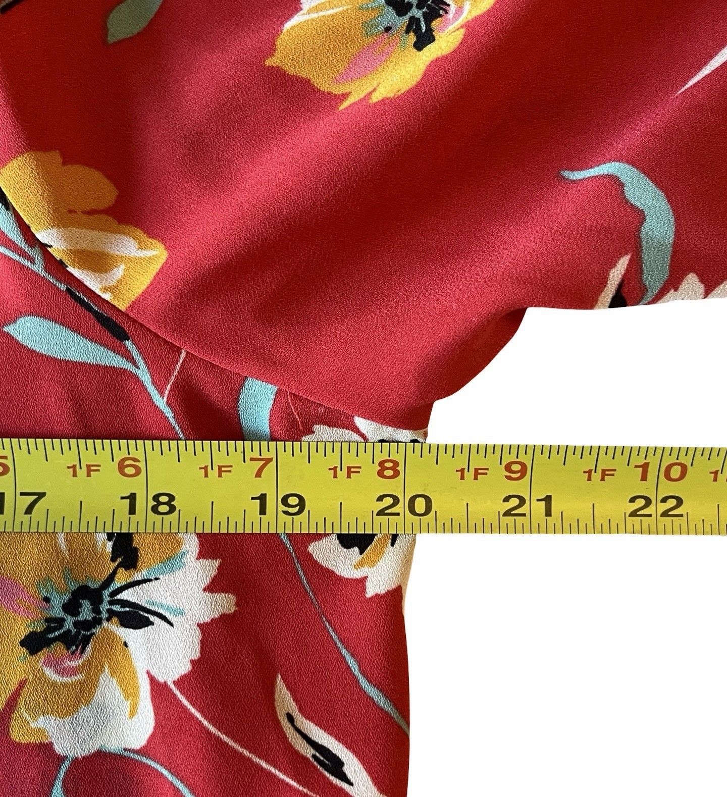 Red Orange Sz Med Floral Kimono Cardigan Duster Boho Cottagecore 3/4 Sleeve