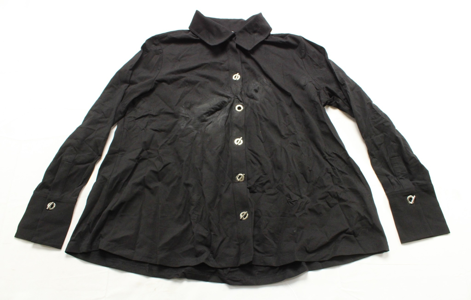 Wynne Layers Women’s Long Sleeve Toggle Collared Blouse DM9 Solid Black Large
