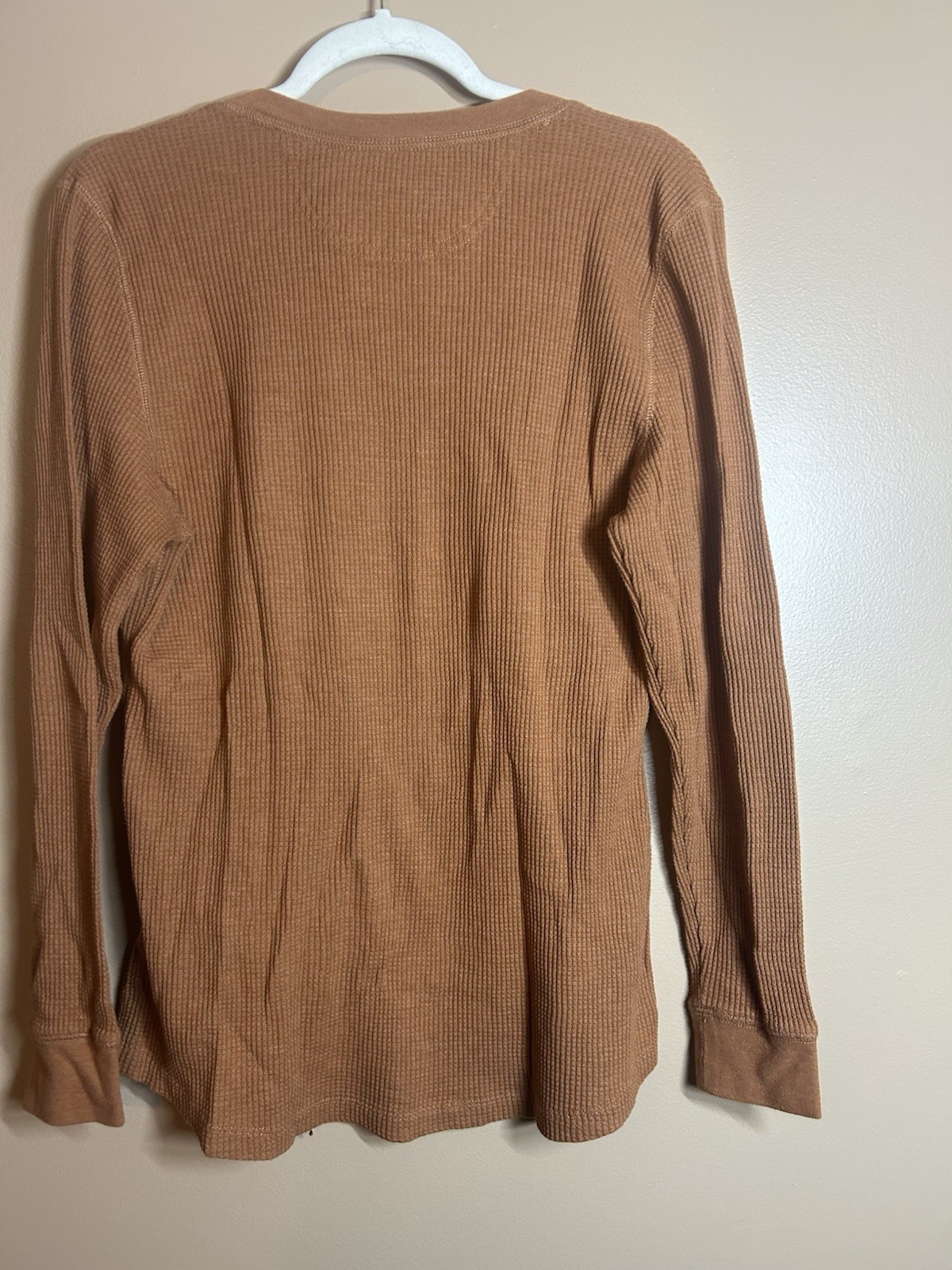 Natural Reflections Orange Solid Long Sleeve Shirt Blouse Size L Soft Cotton