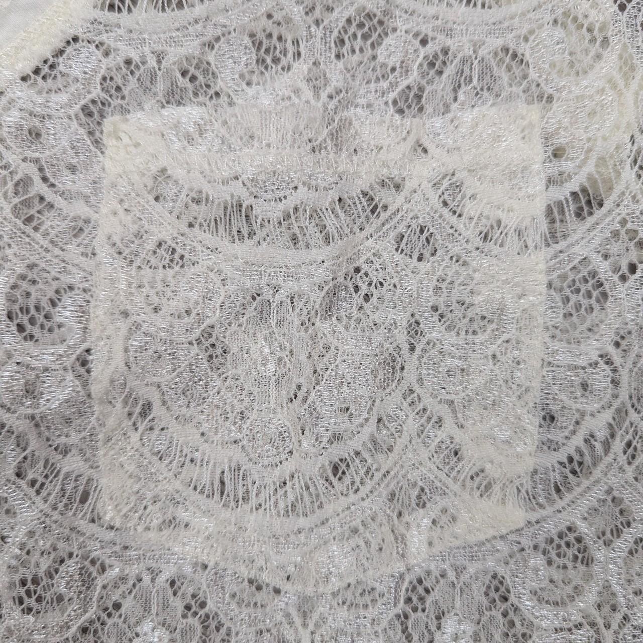 Aeropostale Cream White Scalloped Floral Lace See Through Short Sleeve Shirt