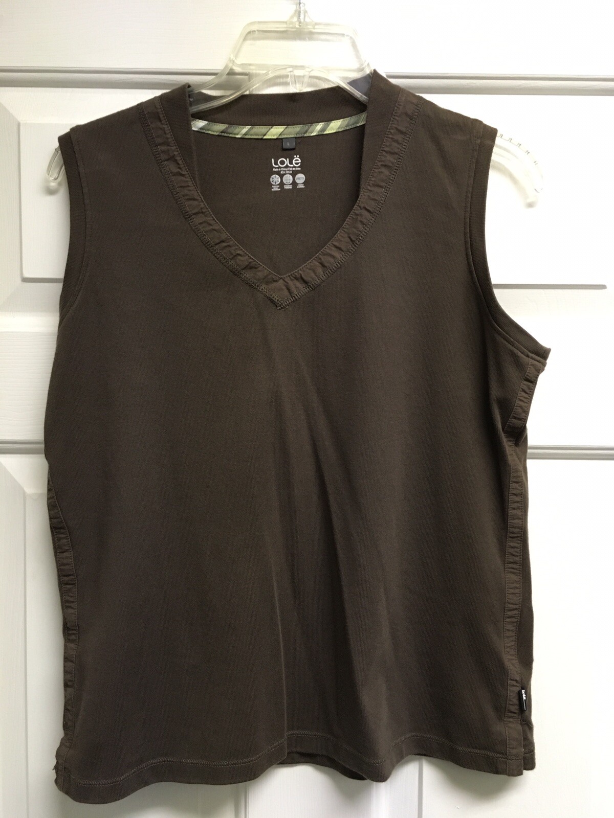 Lole Brown V-neck Sleeveless Tank Shirt Top Large Pre-owned