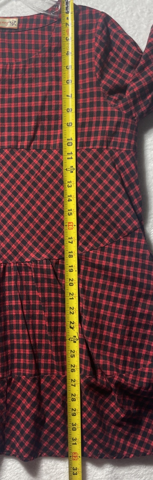 Lady story Women’s Red Black Plaid Tunic Blouse Long Sleeve Pullover