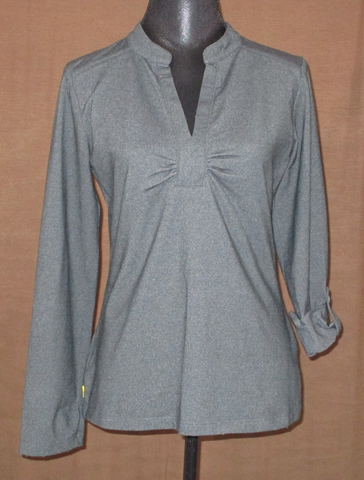 LOLE Women’s Large Dark Grey Long Sleeve Split Neck Top