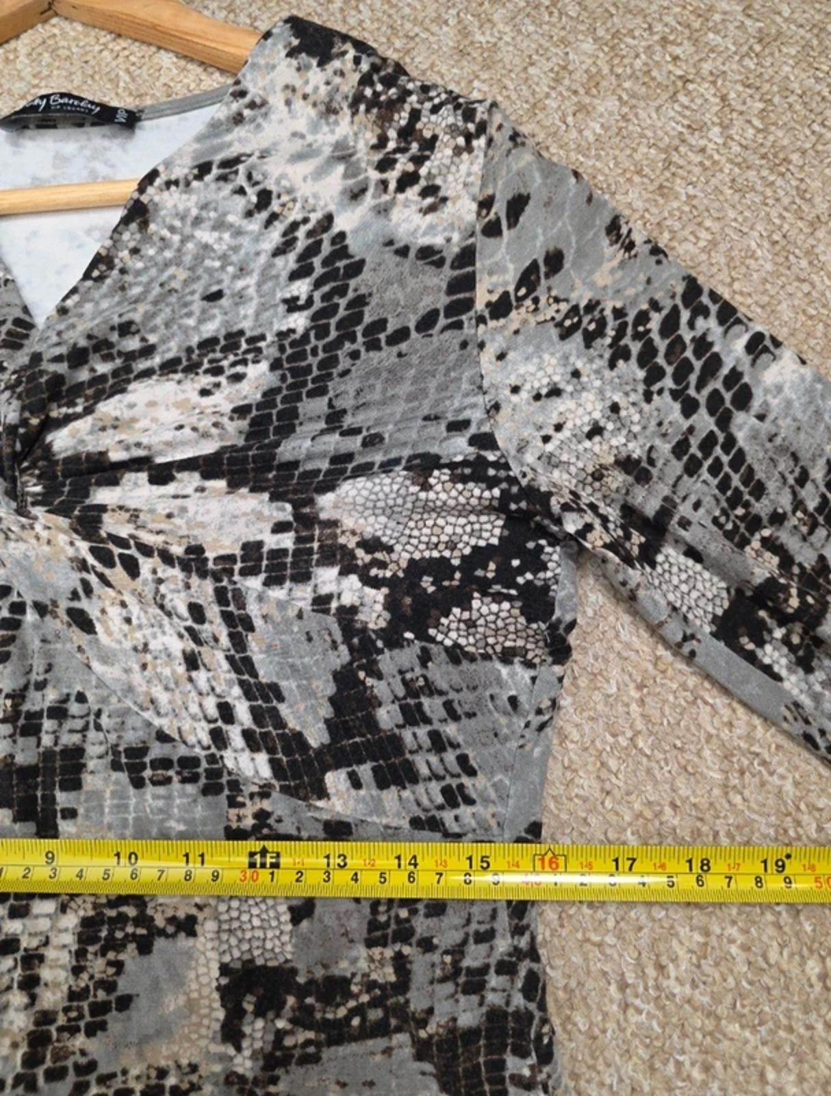 Betty Barclay Snake Print Top Size Medium | Ruched Front | Diamanté Detail