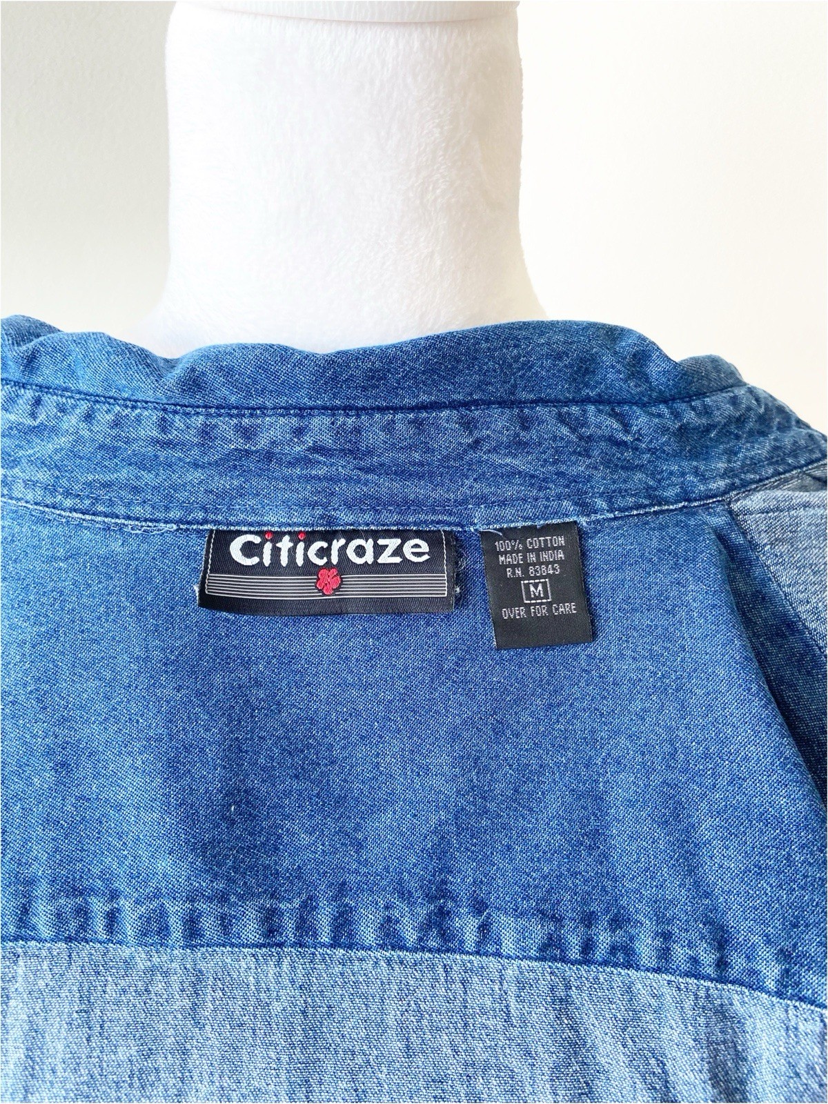 Citicraze Blue Denim Collared Button Front Shirt Size M