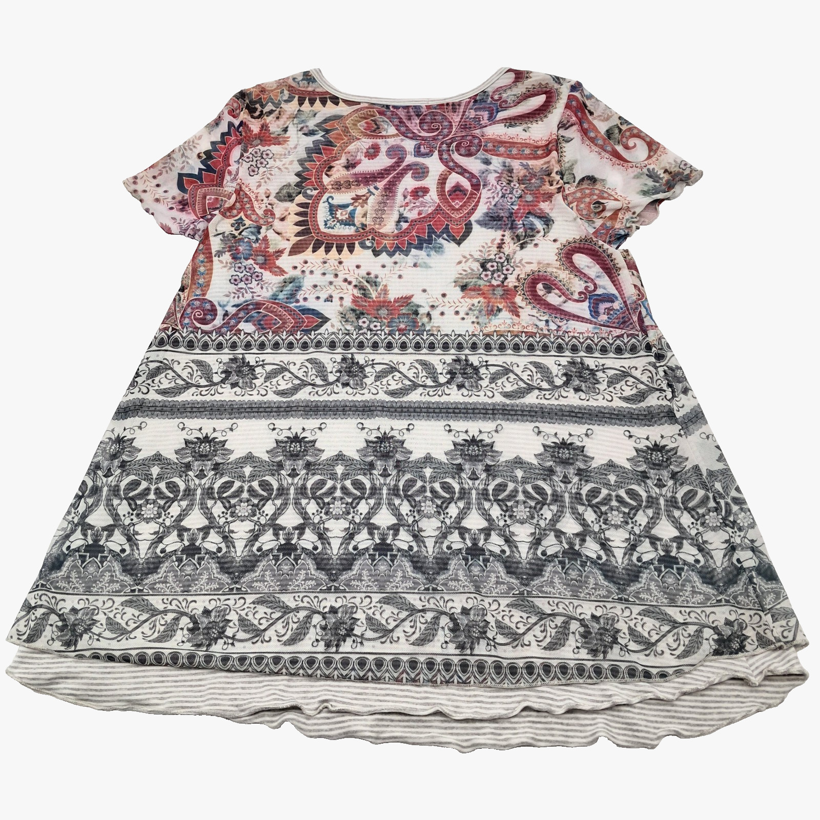 Sundance Creative Type Mesh Overlay Top Size S Stretch Boho Floral Layered Artsy