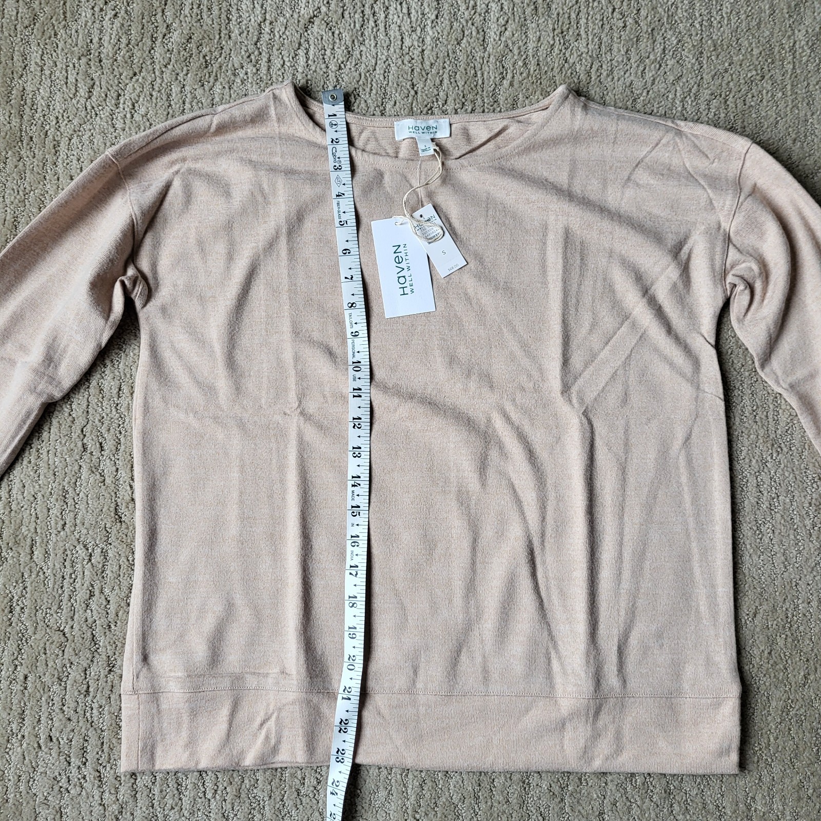Women’s Haven Well Within Fine-Knit Long Sleeve Pullover Top– Beige– Size S–NWT