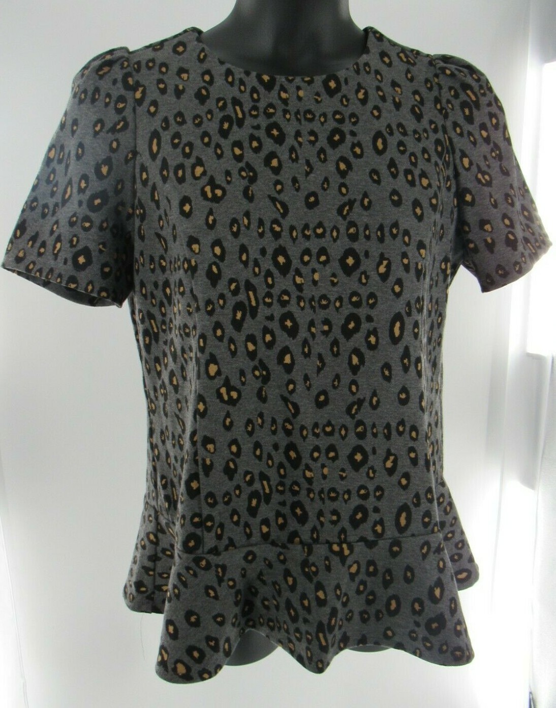 Jade Melody Tam Leopard Peplum Blouse Large Mob Wife Aesthetic Animal Print Y2K