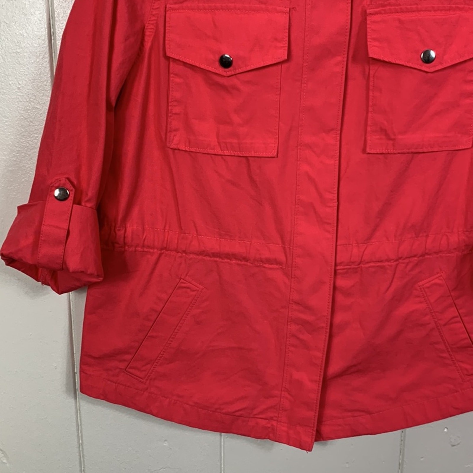 LIZ CLAIBORNE BLOUSE/JACKET SIZE M ZIP-BUTTON CLOSURE ROLL TAB/LONG SLEEVES PINK