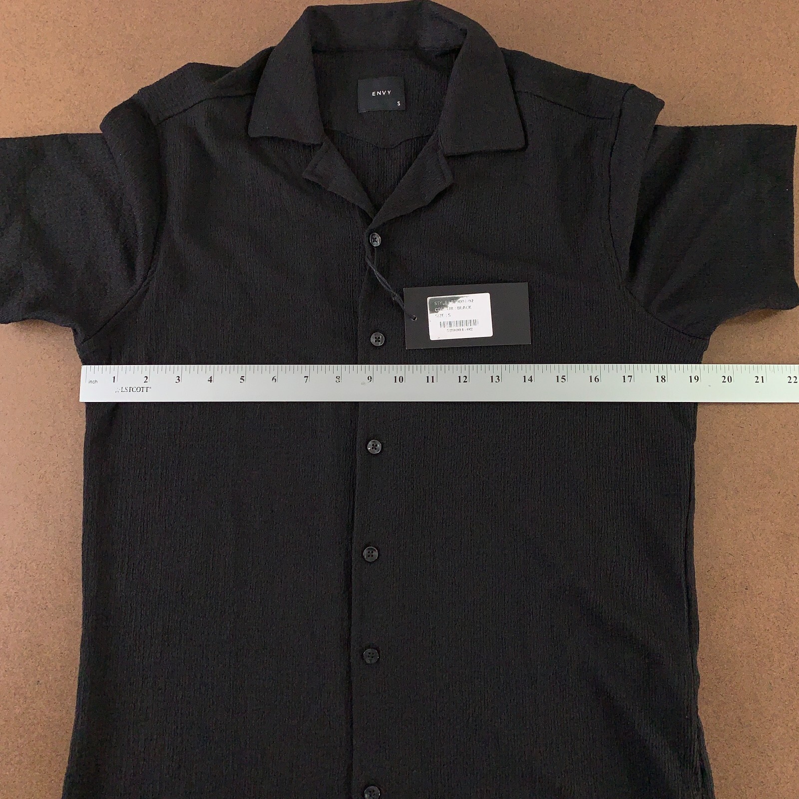 ENVY Women’s Size Small Oversized Black Short Sleeve Button Front Shirt NWT
