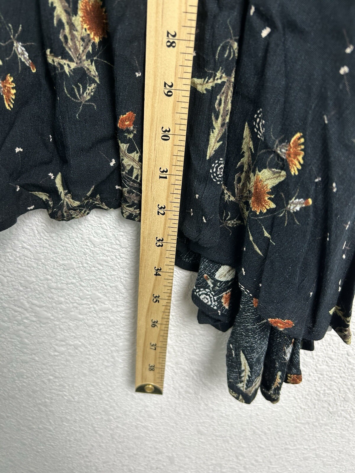 By Together Collection Top Womens Sz L Black Floral Boho Tunic Flowy Long Sleeve