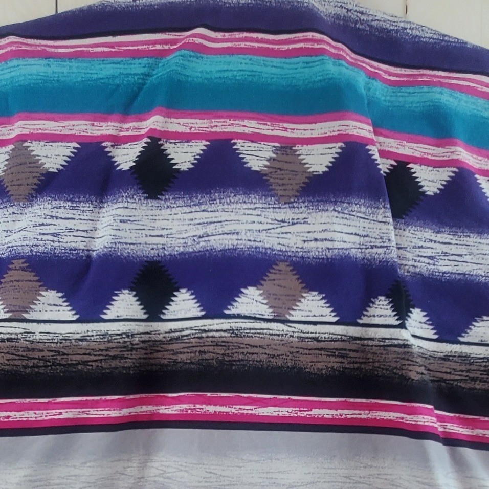 Roughrider by Circle T Southwestern Geometric Shirt Purple Pink Teal Medium