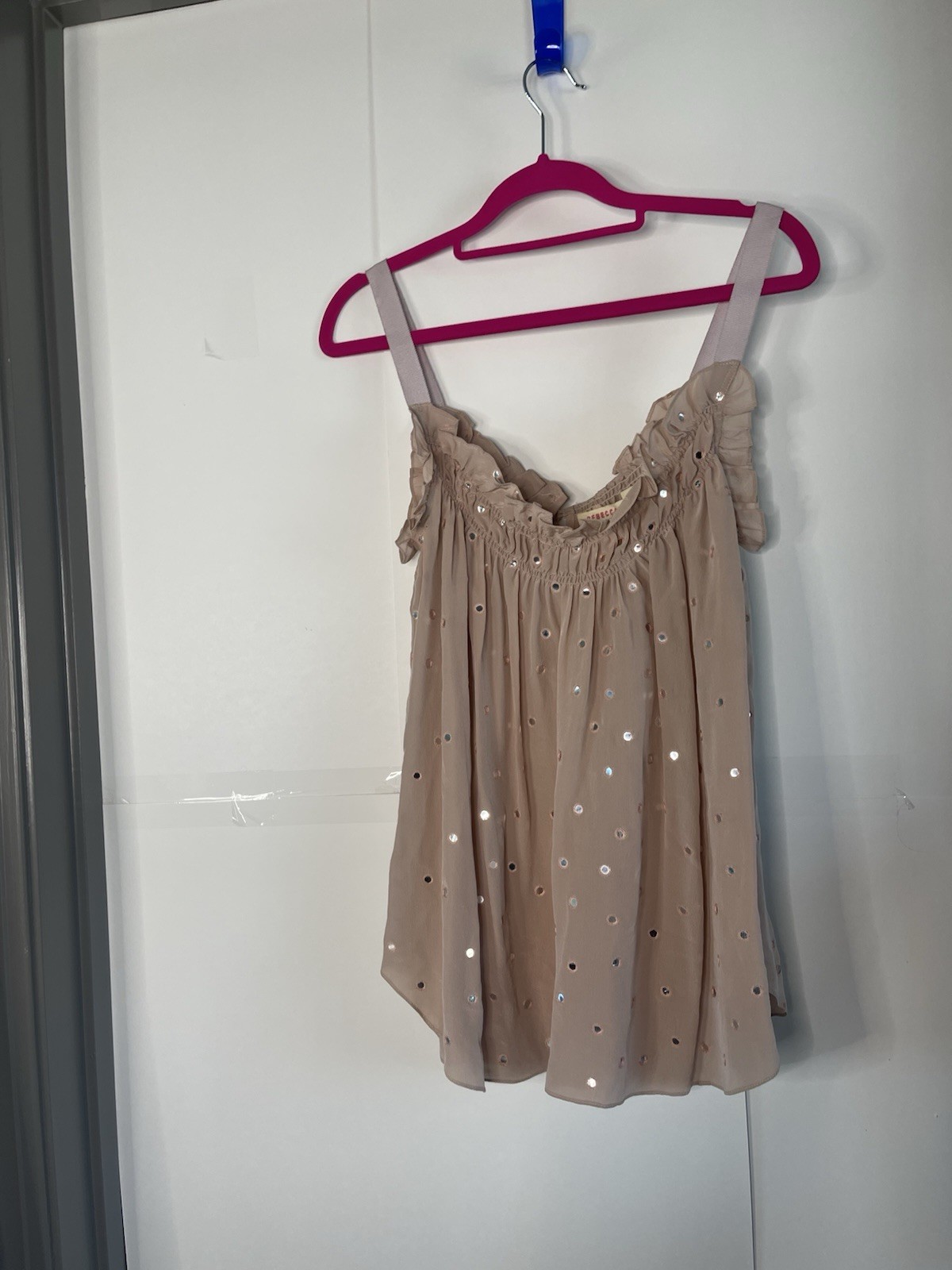 Rebecca Taylor Chrystal Embellished Ruffle Blouse Size 6 Medium