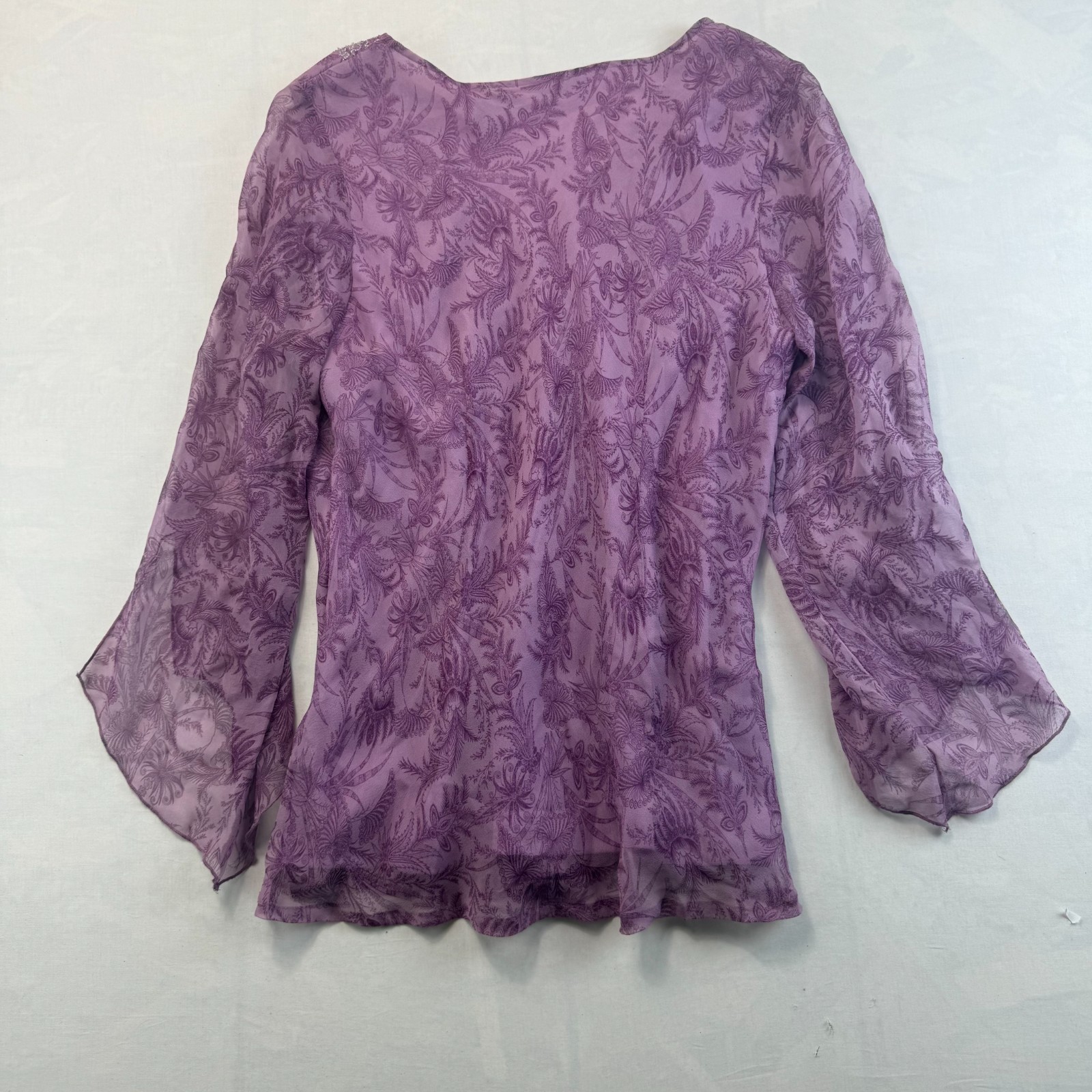 Separates by New York City Design Co. Blouse Womens L Purple Floral Silk Beaded