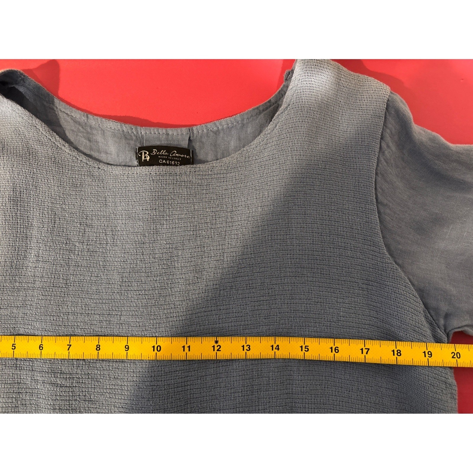 Bella Amore Women’s Blue Italian Linen Tunic Size L Minimalist Boho Lagenlook