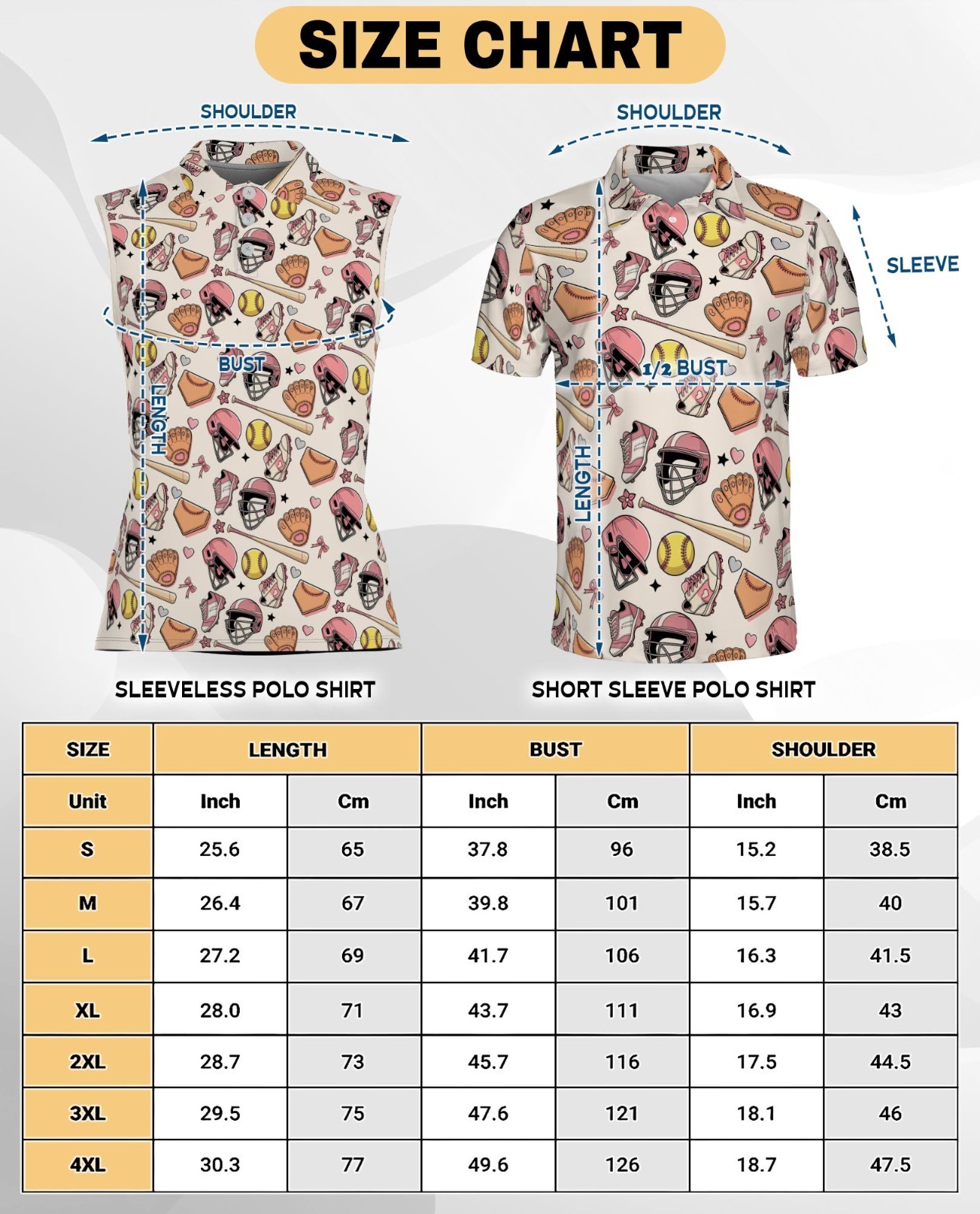 Softball Pastel Pattern Women’s Sleeveless Performance Polo Shirt for Golf Tenni