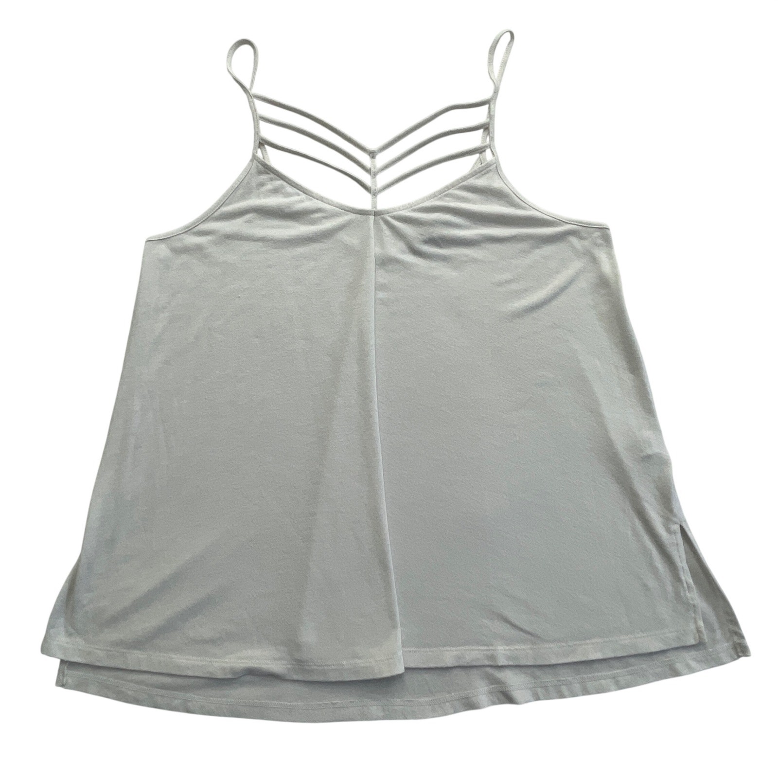 Express One Eleven Tank Top Womens Medium White Strappy Caged Neck Cami Relaxed