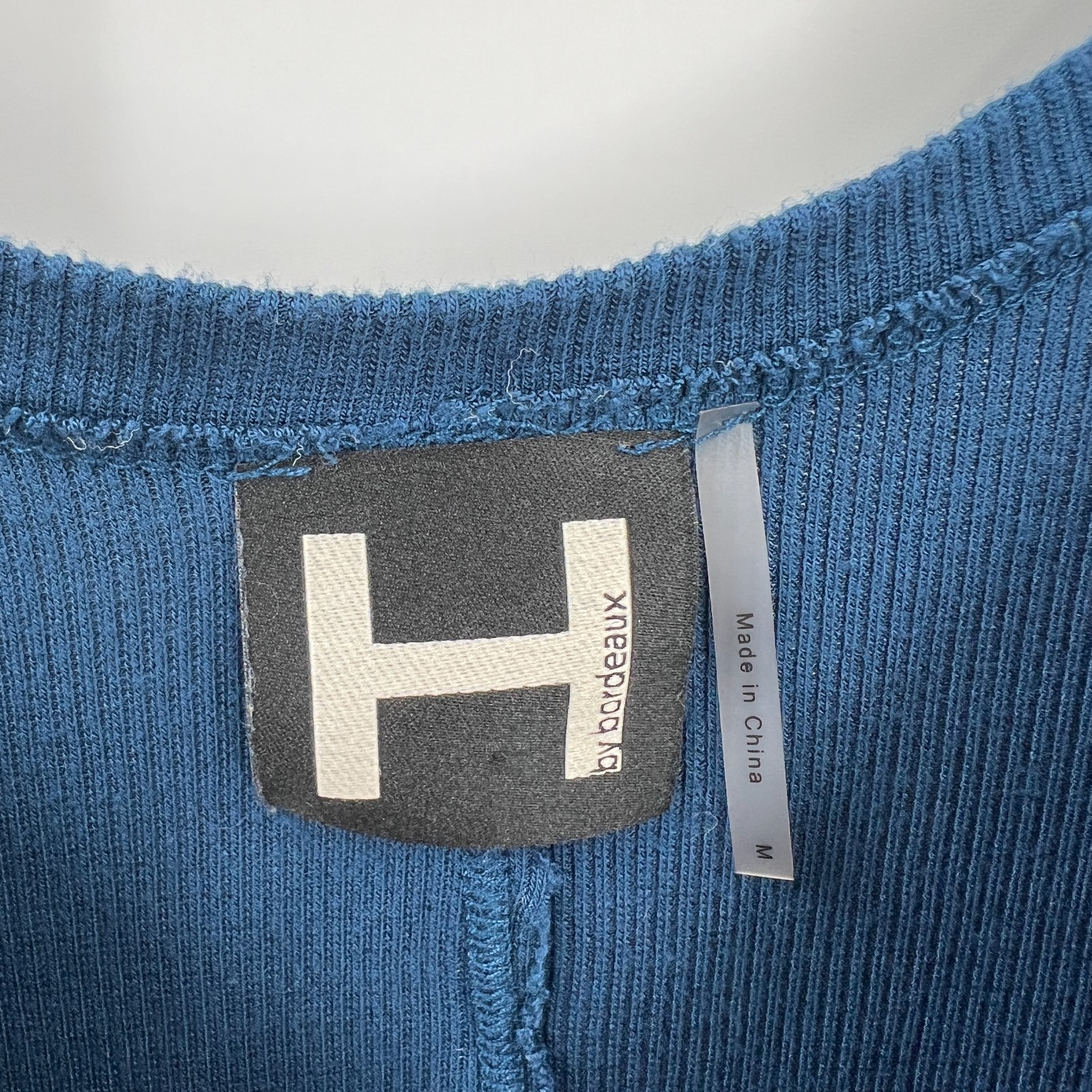 H by Bordeaux ribbed scoop neck cropped boxy fit top dolman sleeve oversized M