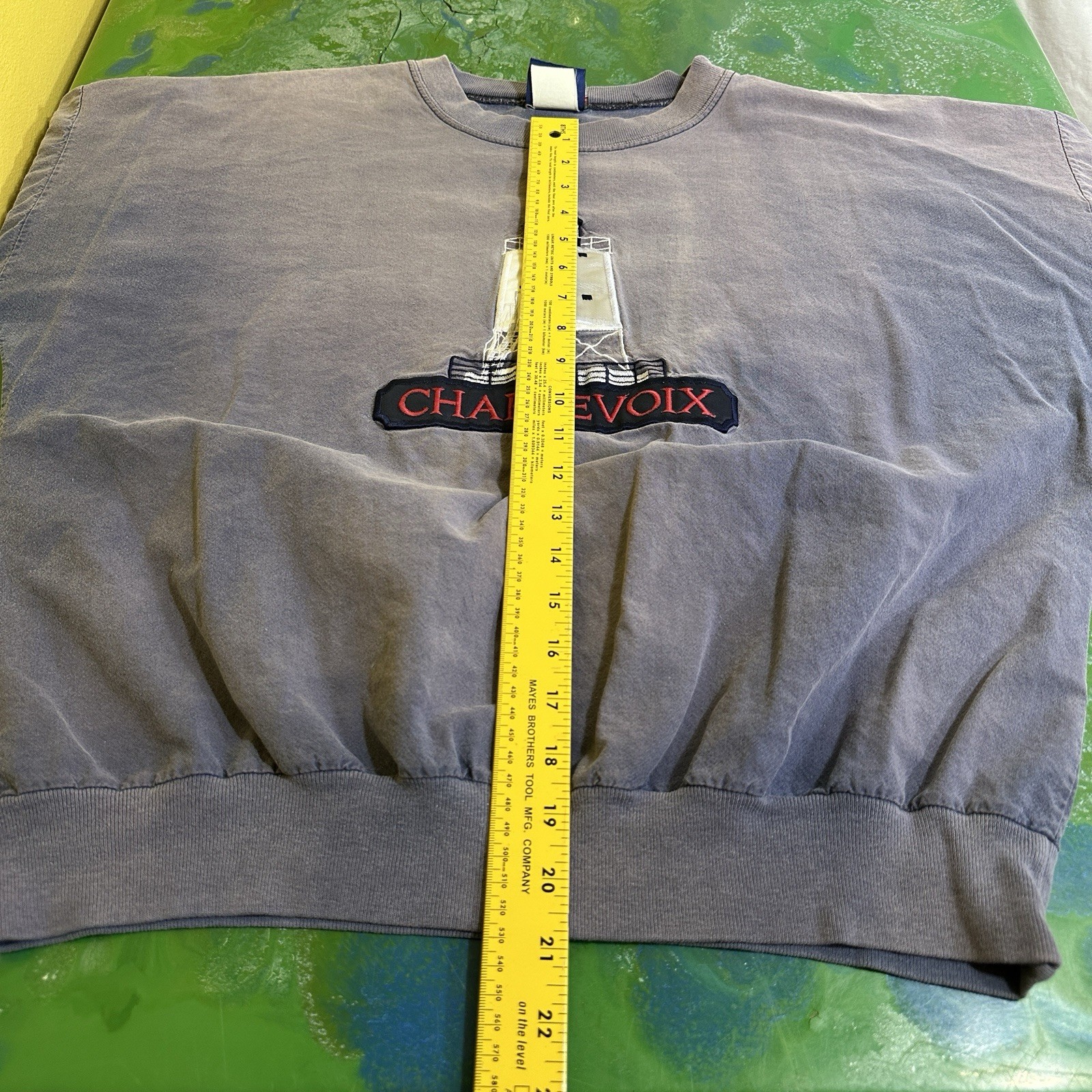 Vintage Distressed Charlevoix Long Sleeve Shirt Top Lighthouse Faded Medium USA