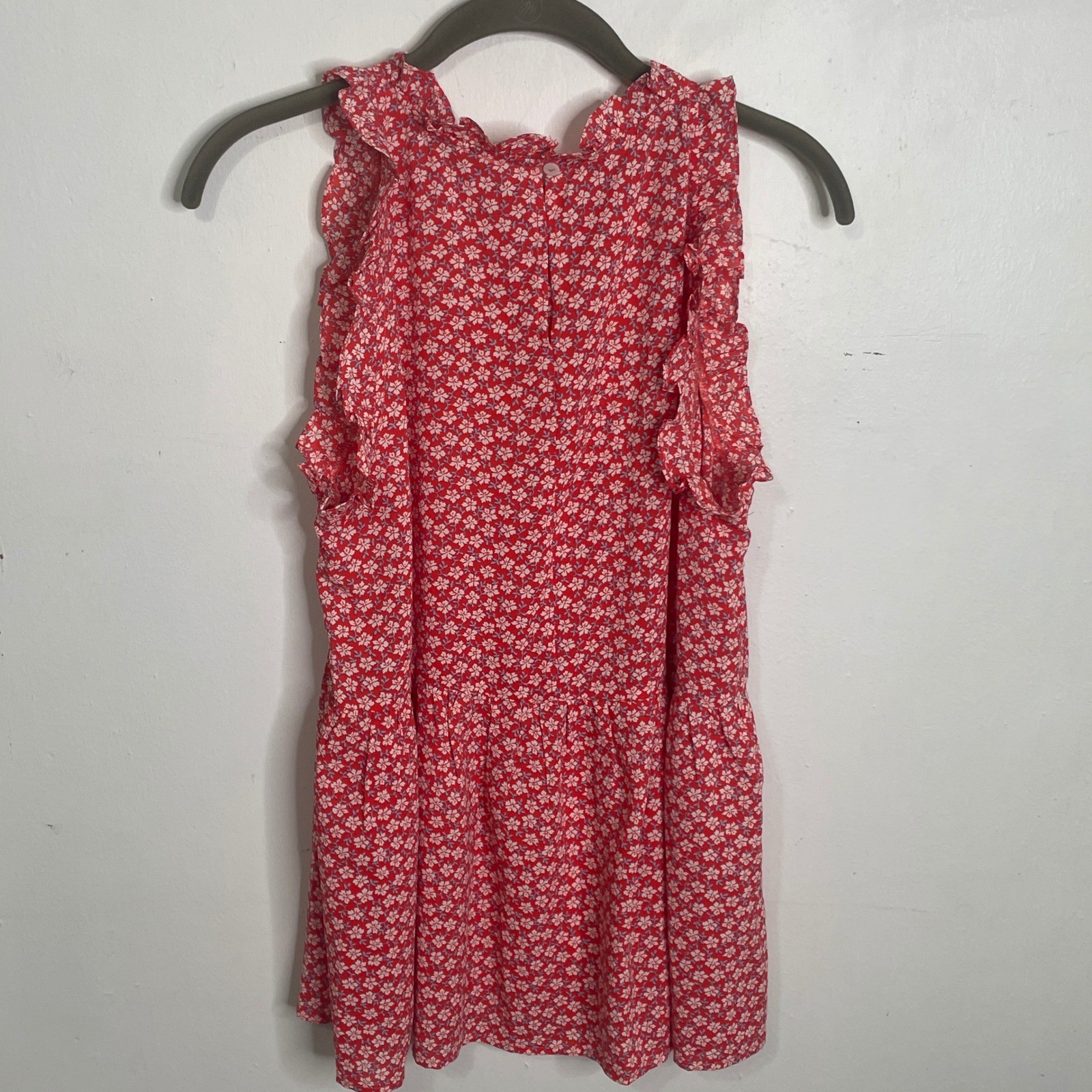 Staccato Red Floral Ruffle Sleeveless Blouse Top Small Floral Boutique