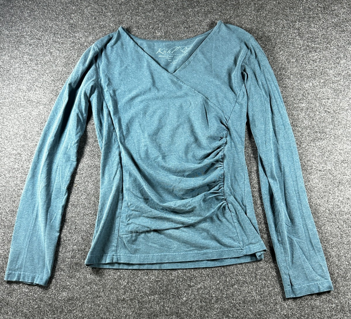 Kuhl Gorpcore Faux Wrap Top Women Sz Med Athleisure Outdoor Chic Organic Cotton