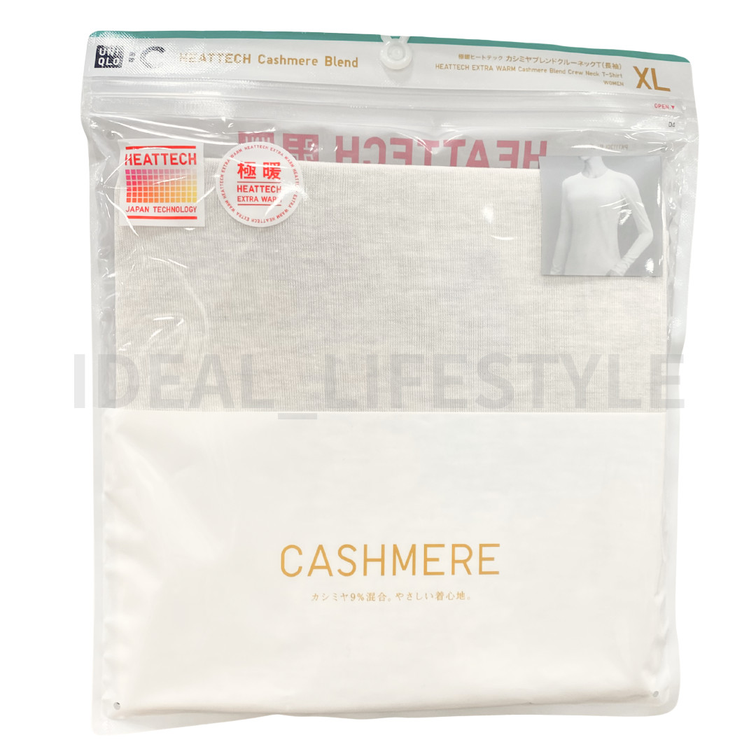 UNIQLO :C HEATTECH Extra Warm Cashmere Blend T-Shirt Crew-Neck Women 478955 NWT