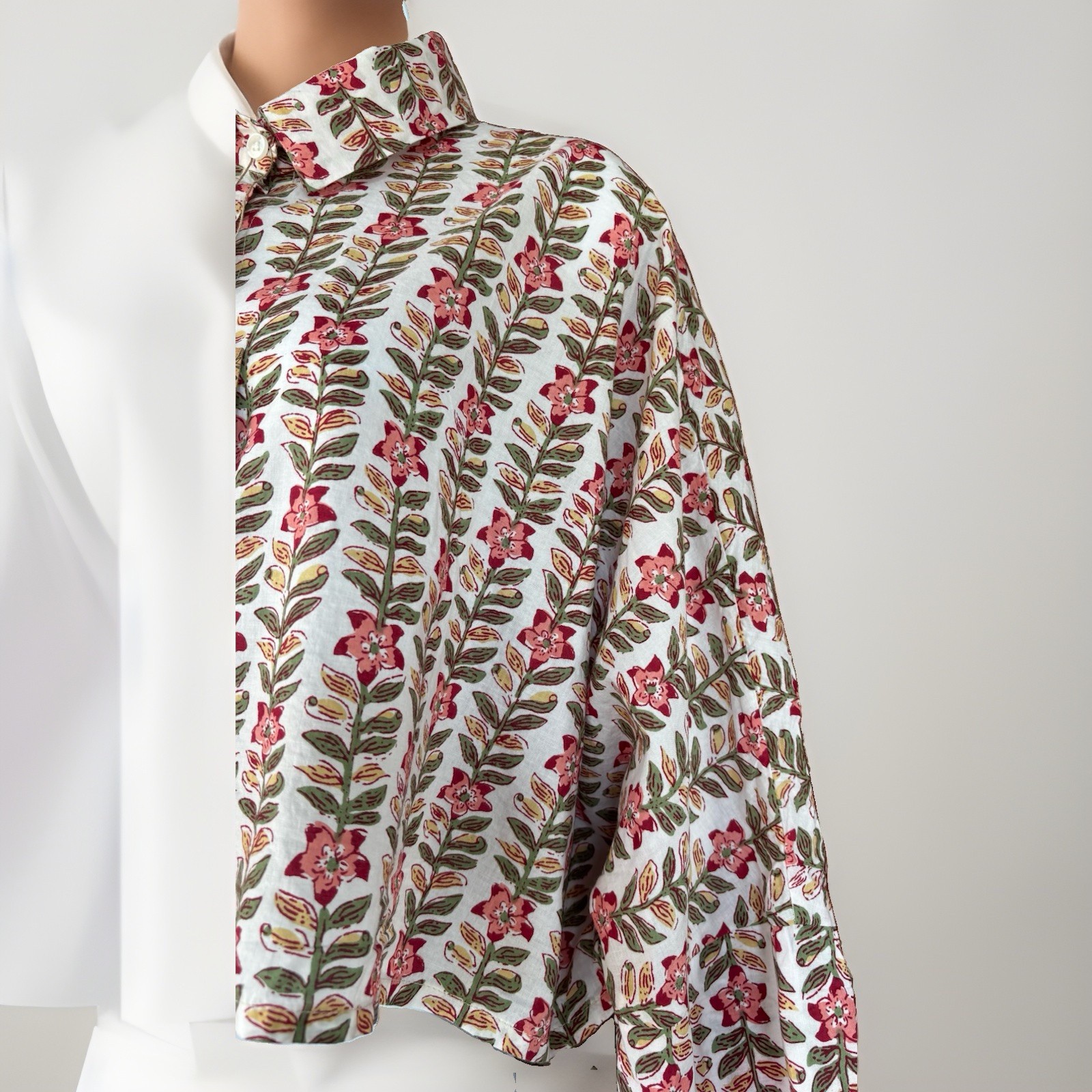 Floral Cropped Dolman Shirt – France M