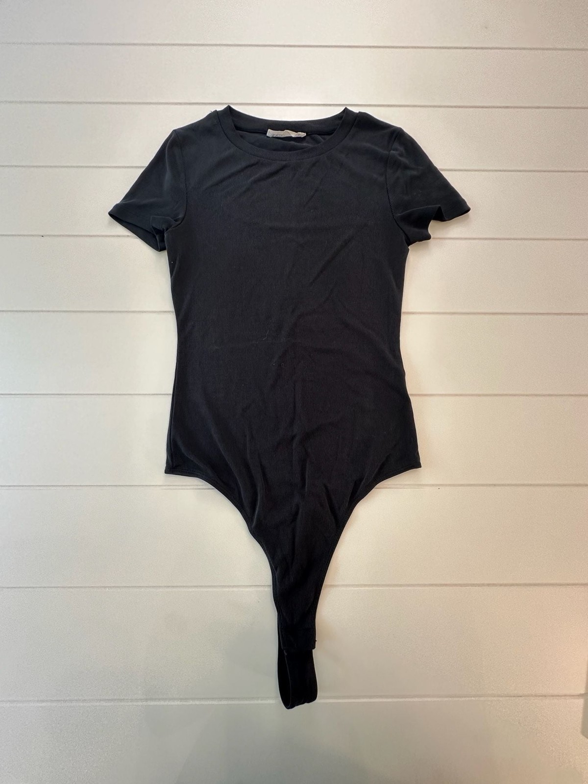 Elodie Short Sleeve Ribbed Crew Neck Bodysuit, small