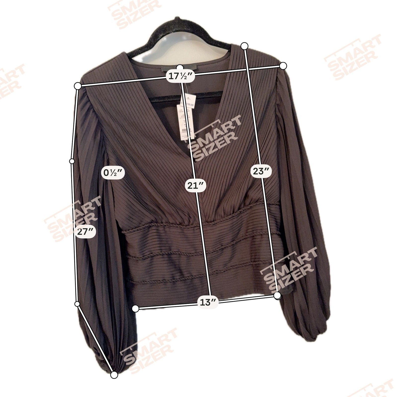 White House Black Market Pleated Surplice Blouse Brown Size 10 NWT