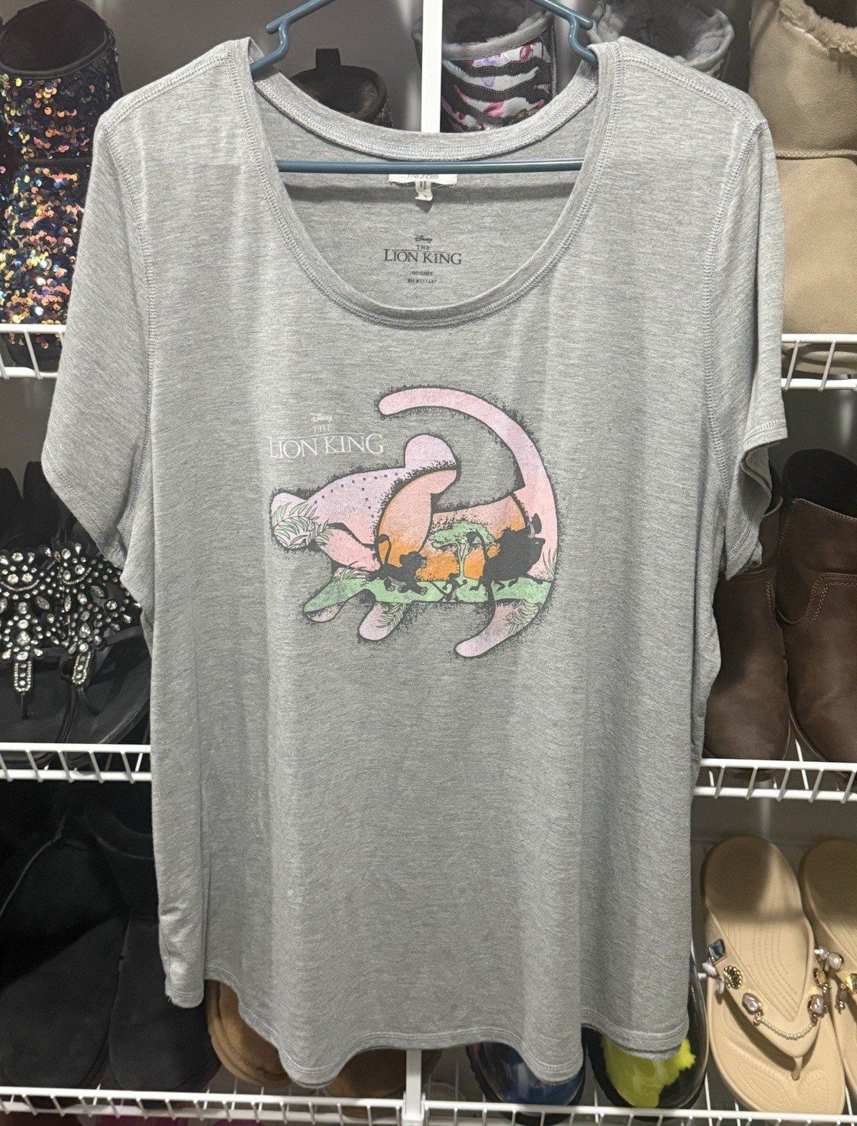maurices Disney Lion King Simba Graphic Gray Scoop Neck Tee Women’s Plus 2