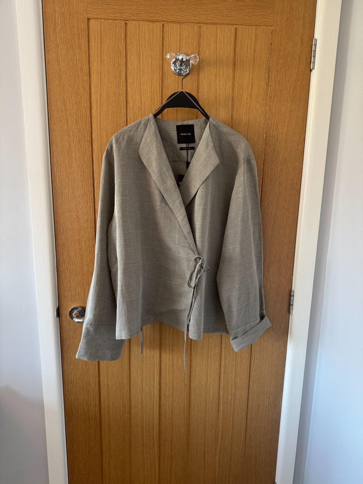 BNWT Massimo Dutti Checkered Linen Blend Kimono Size L