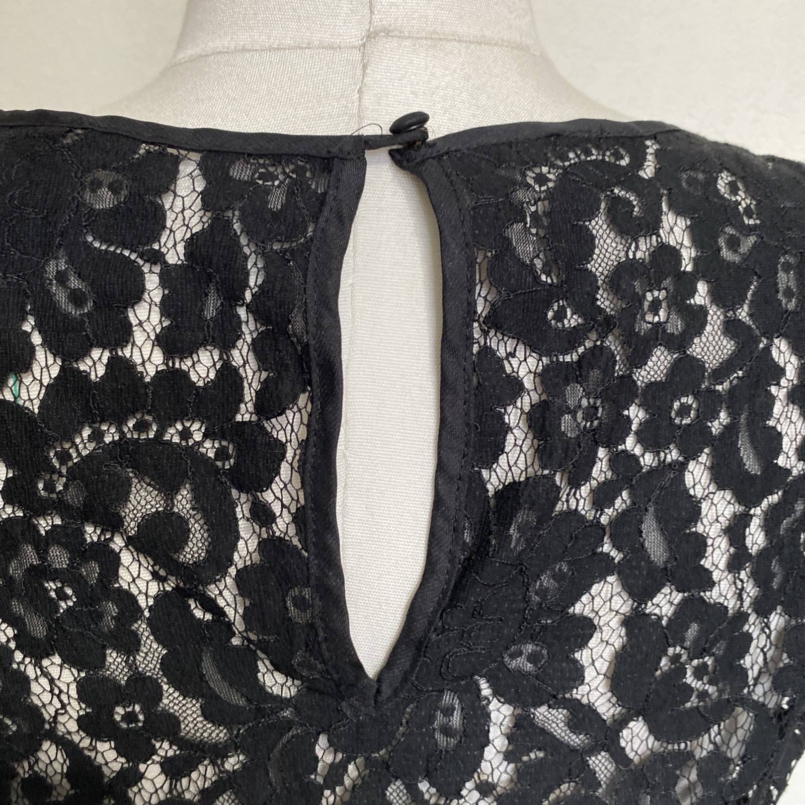 ECI NY Sheer Floral Black Lace Top Sz M 10 Sleeveless Ruffle Victorian Romantic