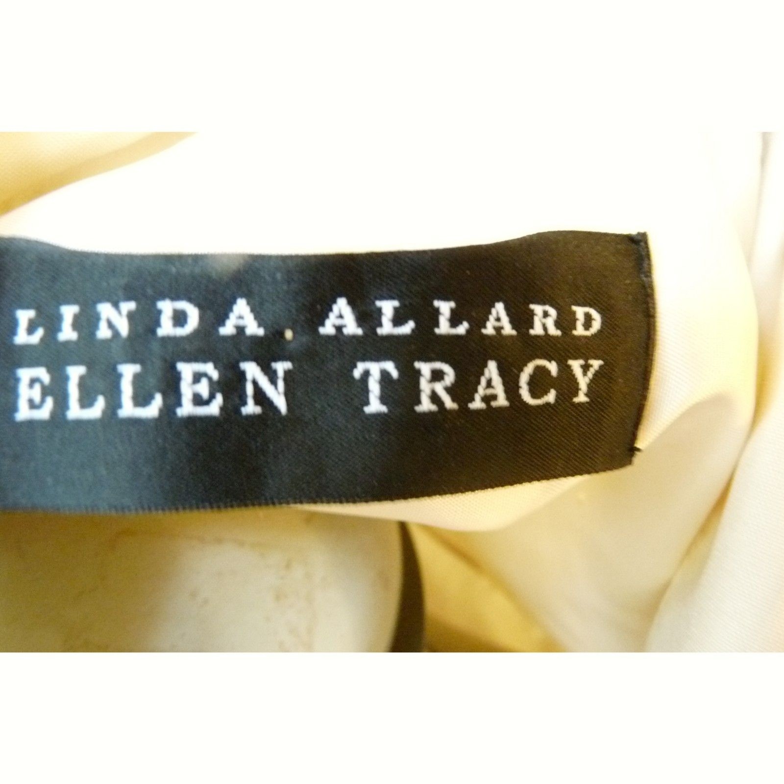 Linda Allard Ellen Tracy Cream 100% Silk Minimalist Tab Collar Tunic Shirt 12 L