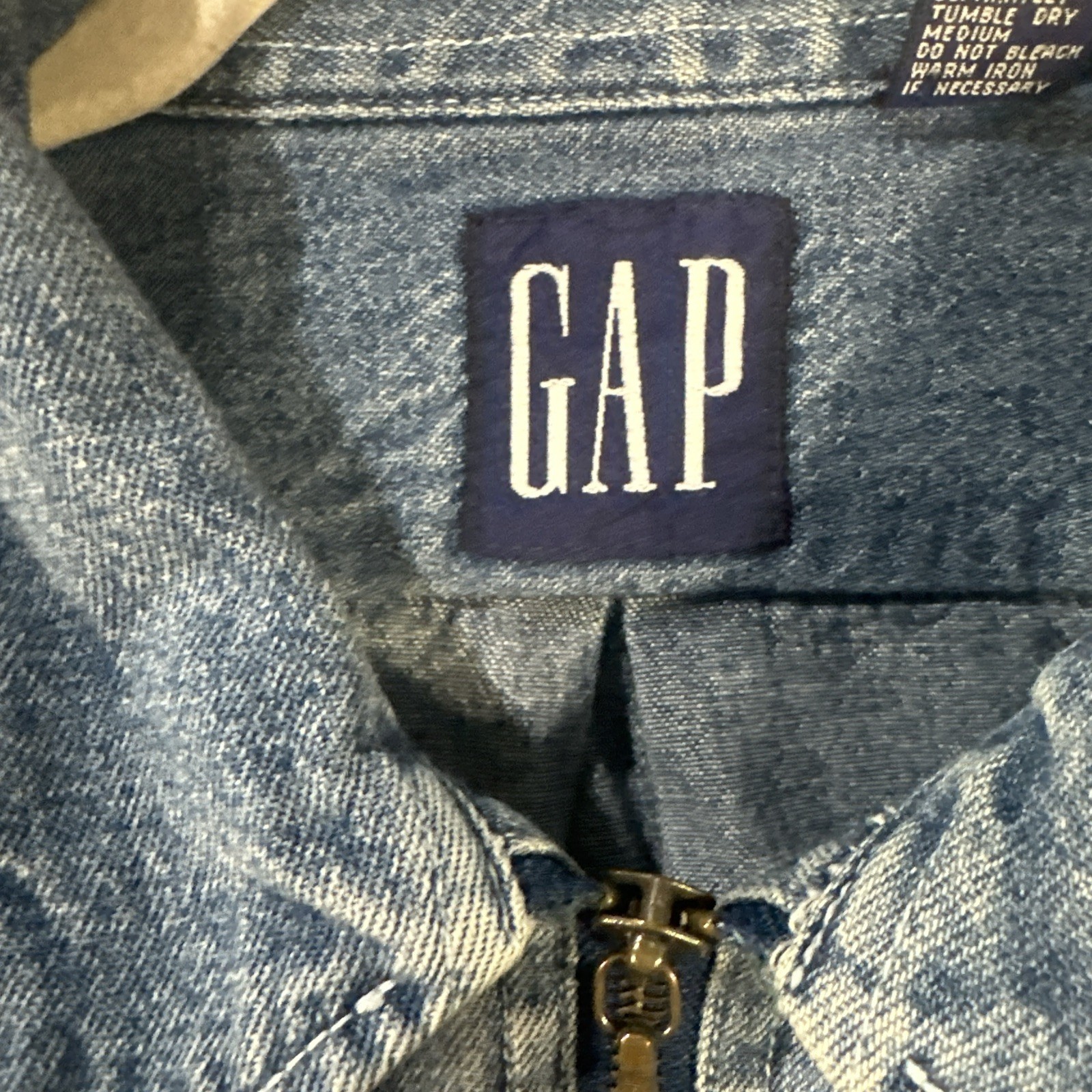 Vintage GAP Denim Half Zip Heavy Pockets Size Large 90s Y2K