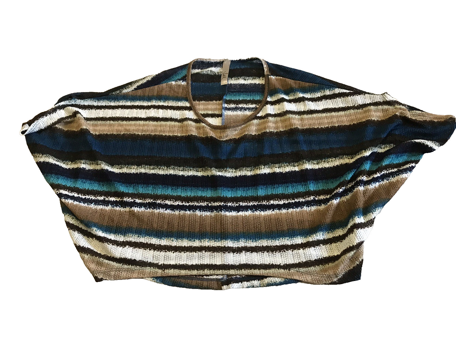 Voll Women Cropped Top L Striped Dolman Sleeve Oversized Lightweight Colorful