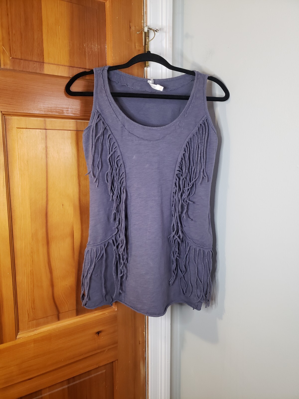 MurMur Women’s Fringed Sleeveless Top Indigo Blue Sz Medium