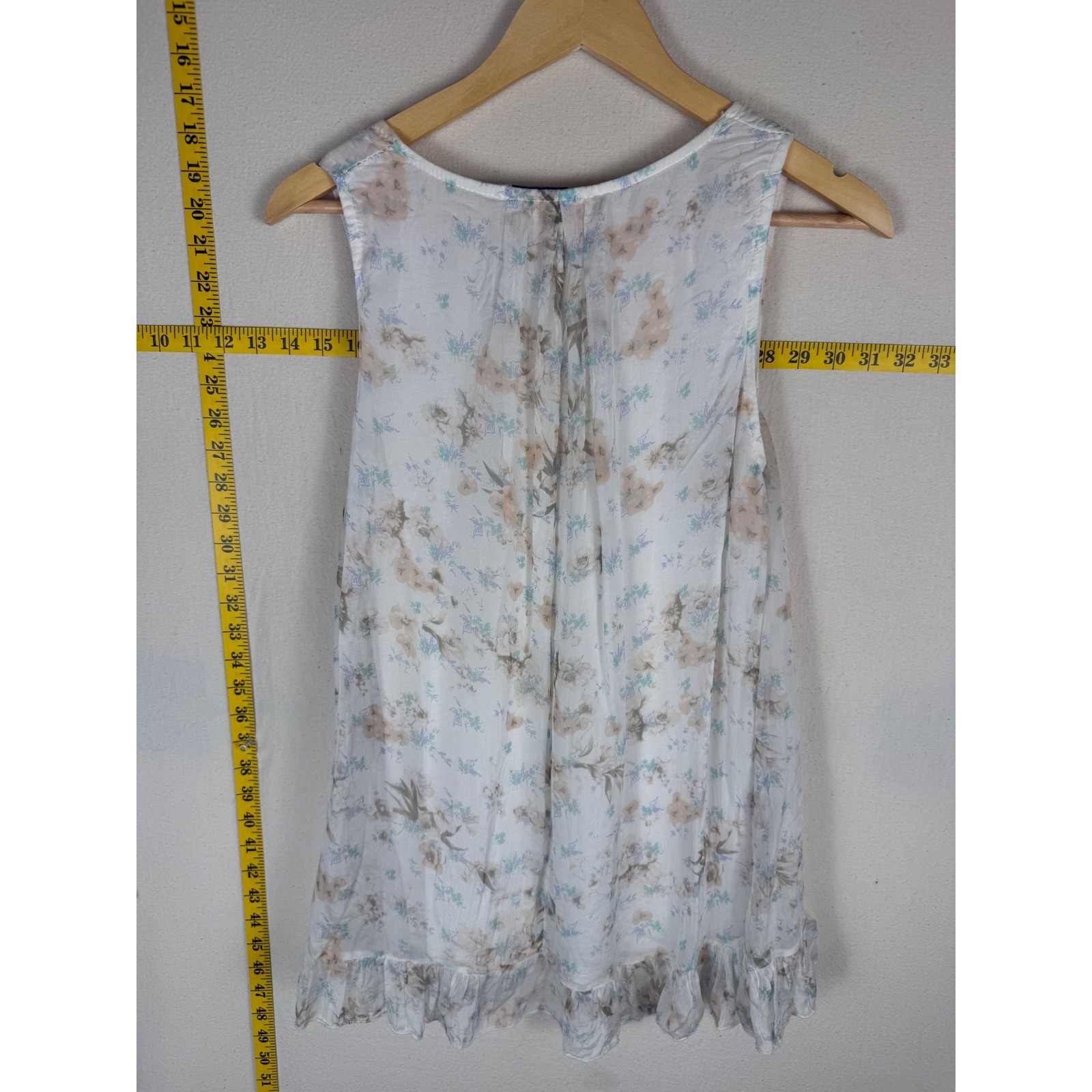 Tendenze Italian Silk Pastel Floral Sleeveless Chic Coquette Tunic Women Large