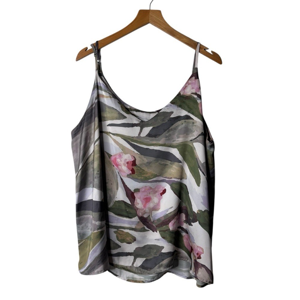 Carolina Lifestyle Floral Satin Tank Top Camisole Womens XL