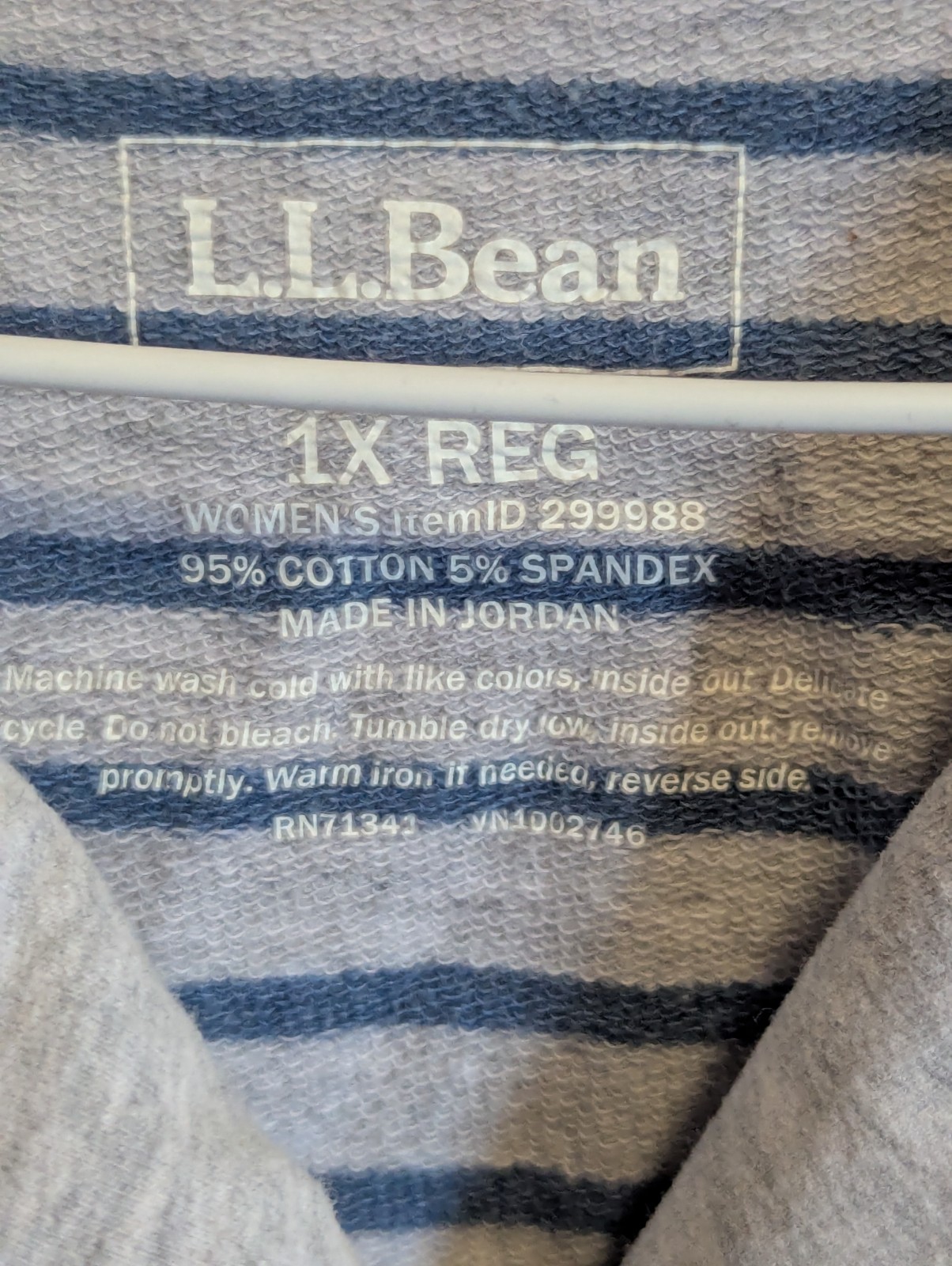 L.L. Bean Gray Blue Striped Collared Knit Top Women’s Plus 1X Long Sleeve Shawl