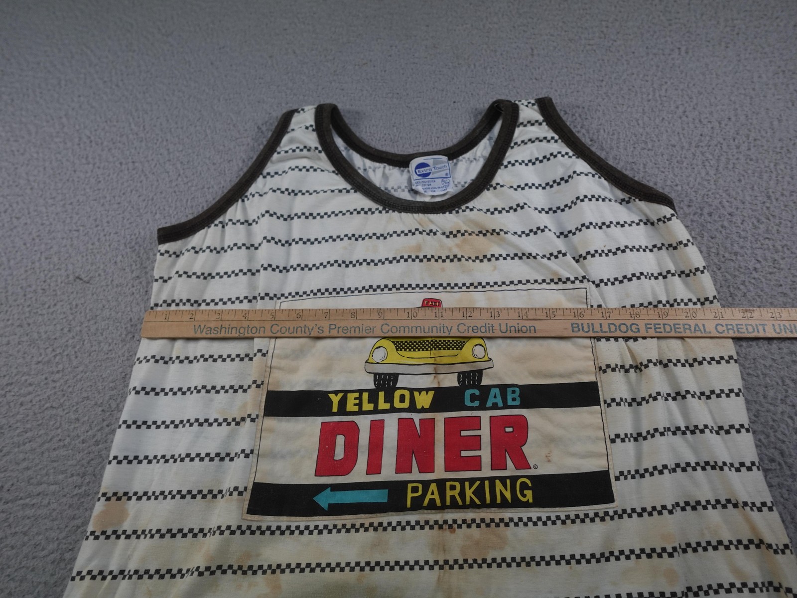 Vintage Yellow Cab Diner Tank Top Womens 2XL XXL White Parking 80s Retro