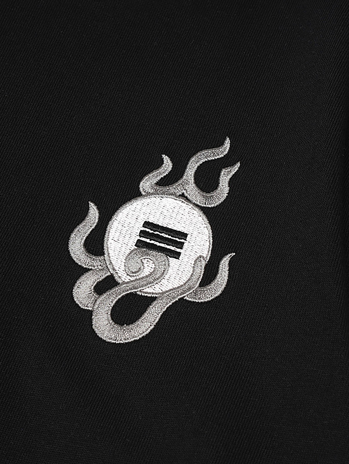 Niepce Men’s Dragon with Red Flames Embroidery Tee Japanese Streetwear T-Shirt