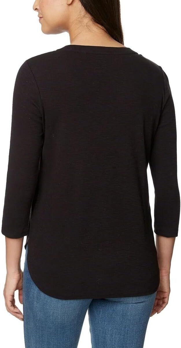 KIRKLAND Signature Women’s 3/4 Sleeve Boatneck Cotton Slub Tee Shirt