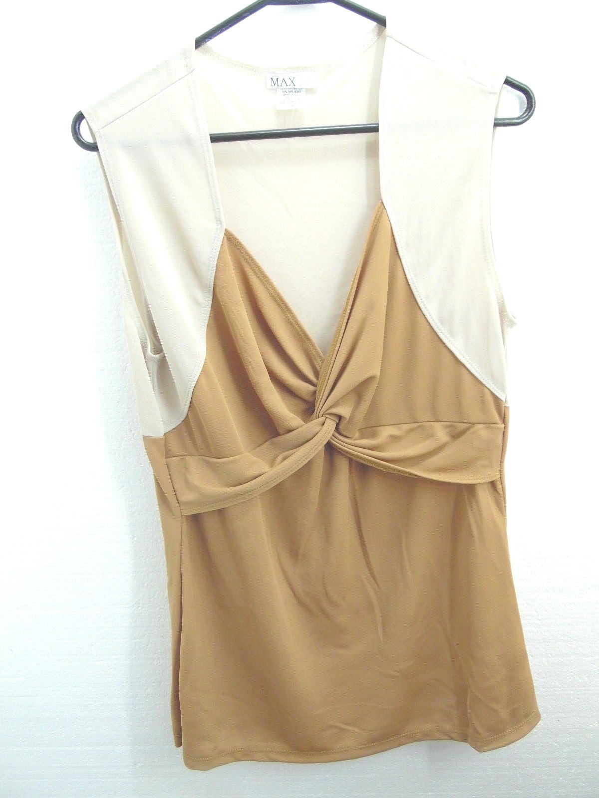 NEW WOMENS BLOUSE TOP TAN/DARK TAN COLOR SIZE LARGE POLY SPANDEX BLEND J23