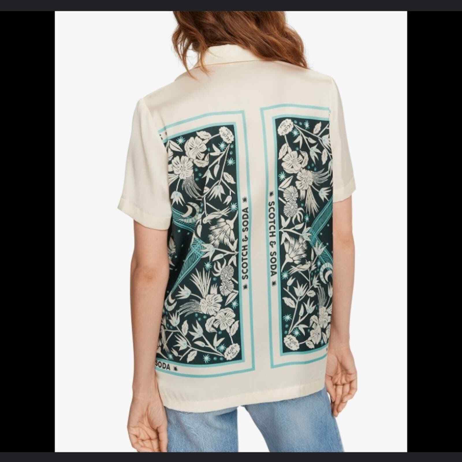 Scotch & Soda blouse women’s small Hawaiian shirt notched lapel button down